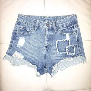 boohoo Denim Shorts with Patch Details